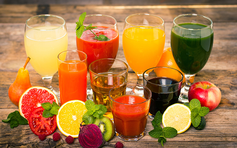 Различные соки из овощей и фруктов